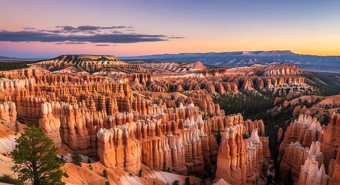 Majestic Sunset Over Bryce Canyon Hoodoos and Valleys.