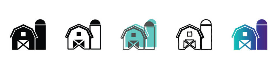 Creative icons of barns with stylized AI text for modern design use © Vova7