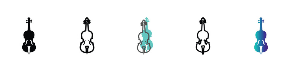 Collection of stylized cello silhouettes in various artistic designs © Vova7