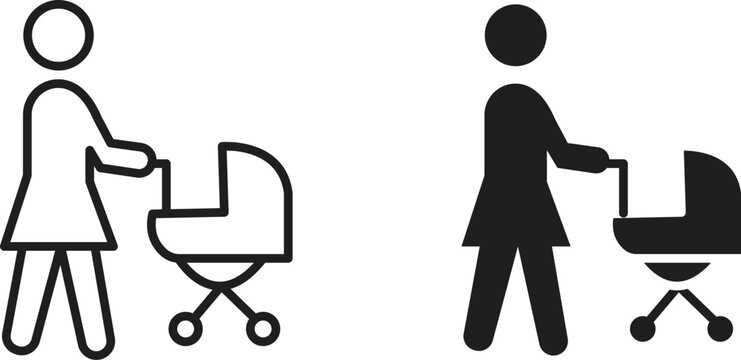 Woman with Baby Stroller icon