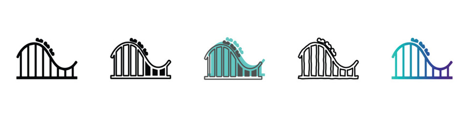 Roller coaster icons showing different styles and colors for amusement park fun © Vova7