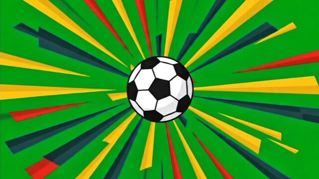 Soccer Ball Reveal Animation with Retro Sunburst Background