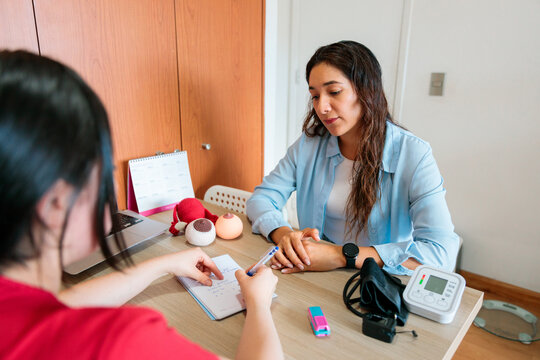 Patient receiving clinical advice during consultation