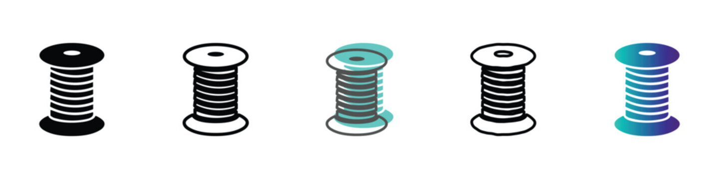 Collection of spool icons representing sewing and crafting supplies