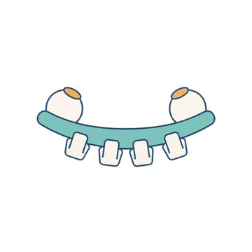 Dental implant overdenture bar attachment. Flat vector illustration of prosthodontics medical device. Minimalist dental care graphic isolated