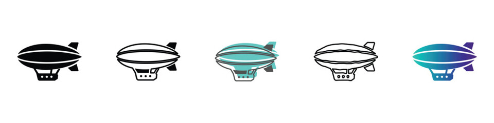 Collection of airship icons in various styles and colors for design © Vova7