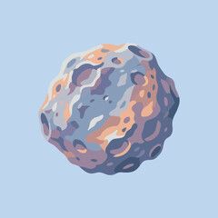 A textured illustration of a rocky asteroid in deep space © Deni