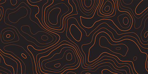 Minimalist dark abstract background with black topographic striped lines. Creative geographic nature map layout for modern graphic terrain drawing. © Bardi Stock