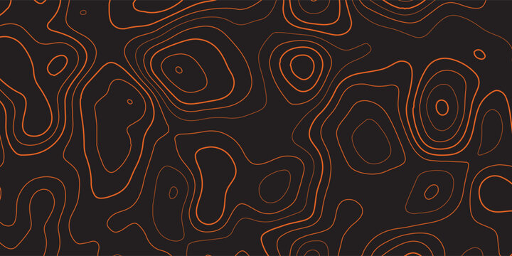 Minimalist dark abstract background with black topographic striped lines. Creative geographic nature map layout for modern graphic terrain drawing.