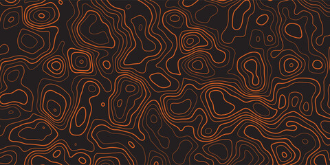 Minimalist dark abstract background with black topographic striped lines. Creative geographic nature map layout for modern graphic terrain drawing. © Bardi Stock
