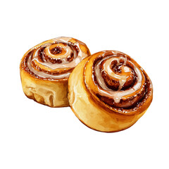 Fototapeta premium Cinnamon Rolls, watercolor design element isolated on white background