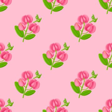 seamless pattern with pink flowers