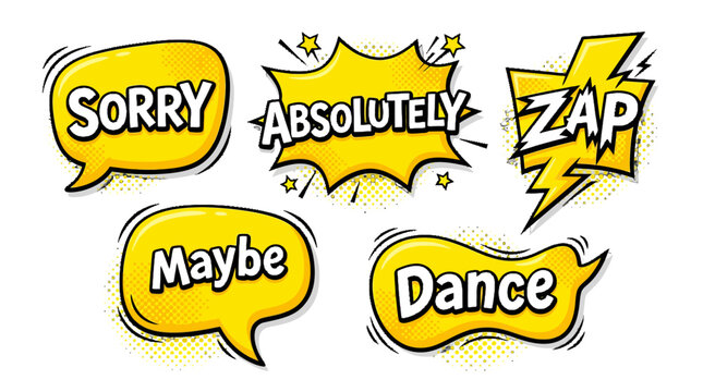Yellow comic speech bubbles with Sorry and Zap text.