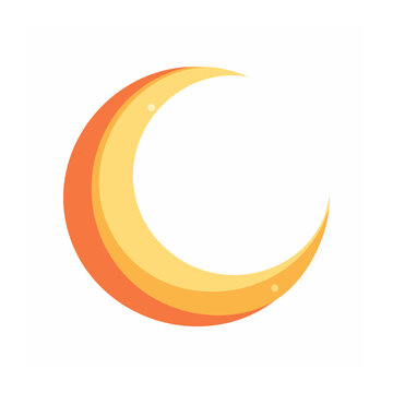 Flat design crescent moon and star icon