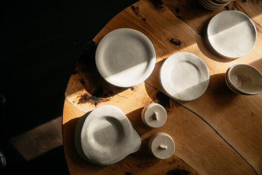 Restaurant tableware from above