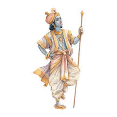 Obraz premium Arjuna, watercolor illustration isolated on white background
