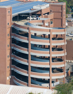 Modern Multi Level Parking Garage with Solar Roof