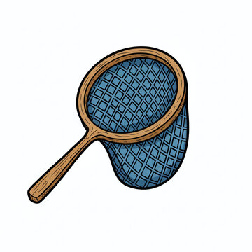 Wooden Handled Butterfly Net Illustration

