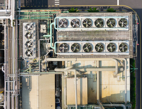 Aerial View of Synthetic Resin Plant Cooling Fan System