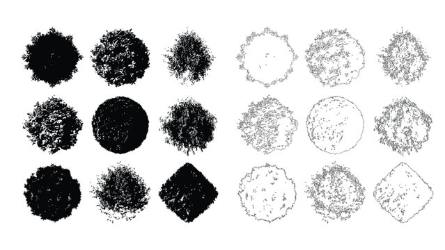 Top view trees vector set, architectural plan elements for landscaping and design projects.