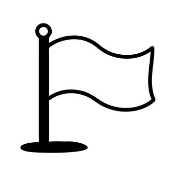 Small waving flag line icon. Start or finish symbol, pointer to the location on map, mark in gps programs. Vector illustration isolated