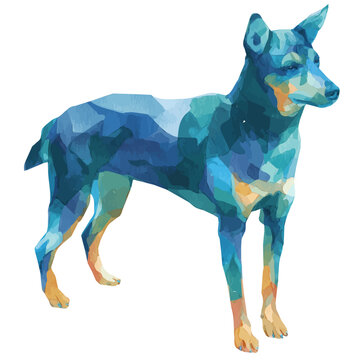 Watercolor clipart of Kelpie, isolated on white background