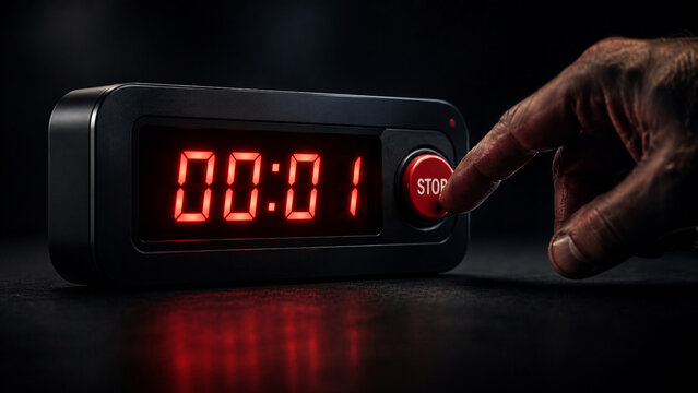Digital Countdown Timer at One Second with Stop Button