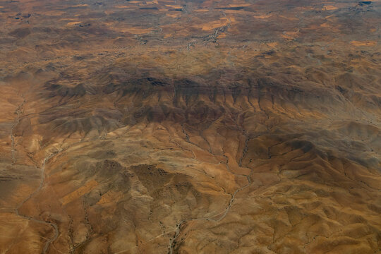 Brown sand desert in Marocco from above