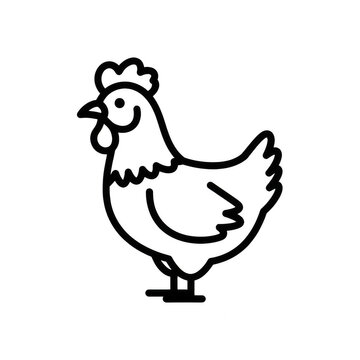Outline chicken icon for farm and agriculture design with agriculture