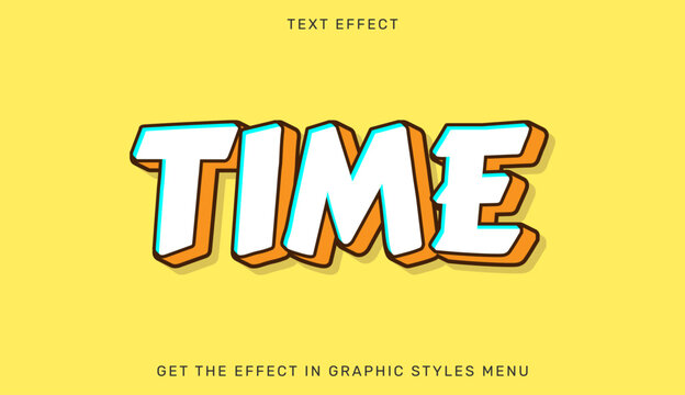 Time 3D text effect editable graphic style for adobe illustrator with typography editable illustrator creative advertising marketing template headline customizable