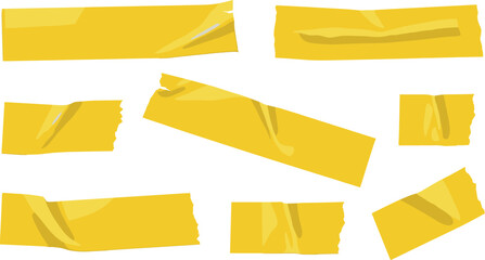 Yellow Adhesive Duct Tape Strips Vector Set with Torn Crumpled Textured Pieces for Mailing Packages, Scrapbook Layouts, and Creative Design CollagesYellow Adhesive Duct Tape Strips Vector Set with Tor © MST