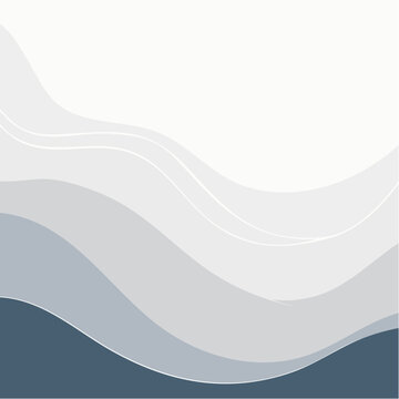 Abstract Wavy Lines Background in Shades of Blue and Gray