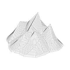 Abstract 3d wireframe mountain landscape with polygonal mesh structure © AMJAD