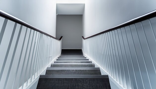 staircase indoor building white handrail stair step perspective minimal design architecture details