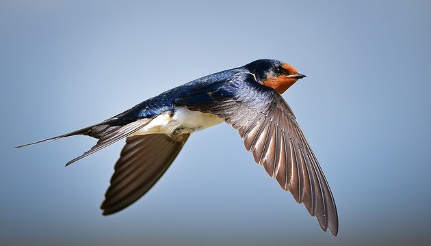 barn swallow hirundo rustica in flight