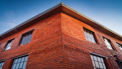 Obraz premium brick building exterior industrial warehouse architecture details geometric form