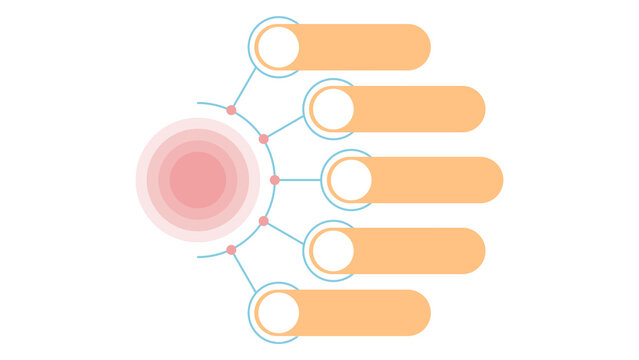 Five options node infographic template on dark background