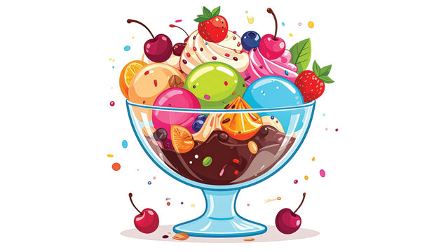 Colorful Ice Cream Sundae Dessert Treat.