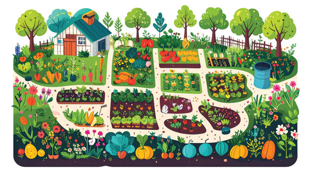 Colorful illustration of a garden plot.