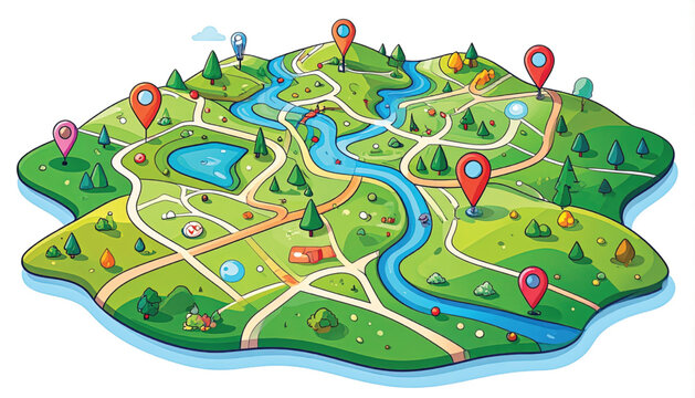 Colorful illustration of a map.