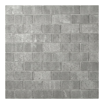 Square sample of grey concrete block wall masonry texture