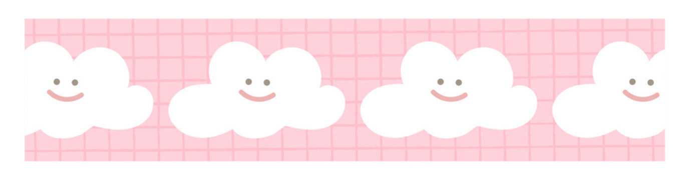 PNG Cute smiling clouds pattern on transparent background