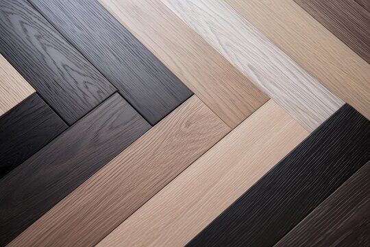 Herringbone pattern showcasing different wood planks and natural grain textures