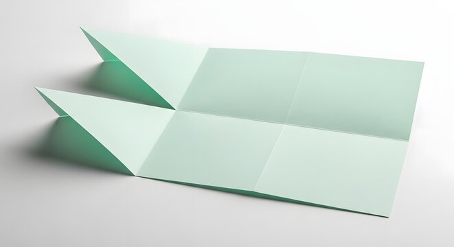 Mint green gate fold brochure mockup on white surface professional presentation template