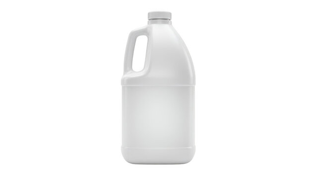 White plastic gallon jug for liquid cleaner isolated on transparent background