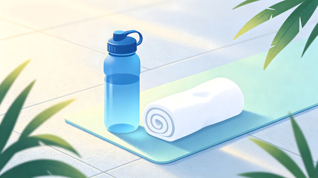 Healthy sport bottle lifestyle illustration background