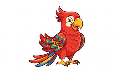 Red parrot cartoon mascot vector illustration isolated on white background © MD ASHIK MIA