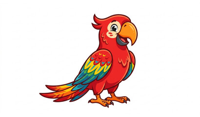 Red parrot cartoon mascot vector illustration isolated on white background © MD ASHIK MIA