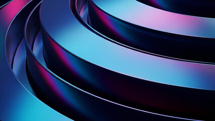 Fototapeta premium Abstract Blue and Purple 3D Curved Metallic Rings