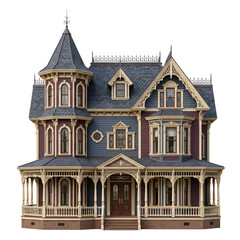 Ornate victorian style painted lady house exterior facade © BTG